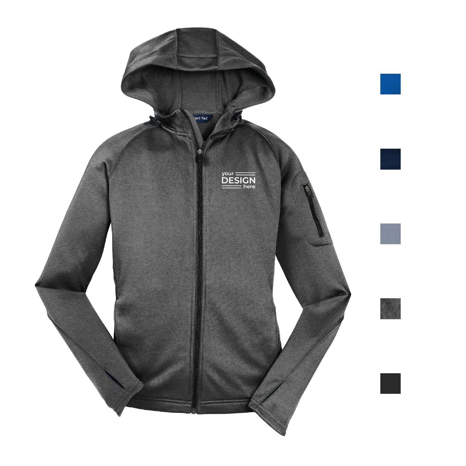 Sport-Tek Women&#39;s Tech Fleece Full-Zip Hooded Jacket