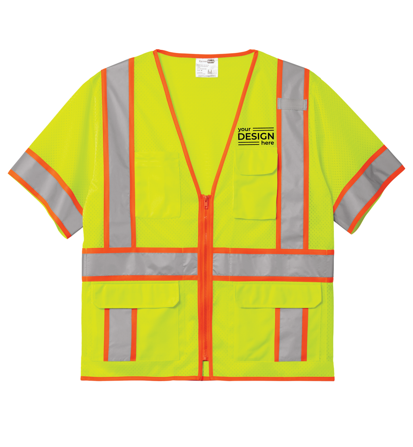 CornerStone ANSI 107 Class 3 Surveyor Mesh Zippered Two-Tone Short Sleeve Vest