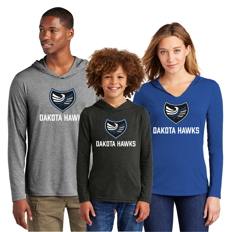 Dakota Hawks District Perfect Tri Long Sleeve Hoodie - Men&#39;s Ladies &amp; Youth