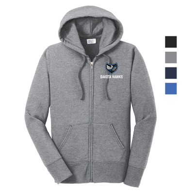 Dakota Hawks Port &amp; Co Core Fleece Full-Zip Hoodie - Men&#39;s &amp; Ladies