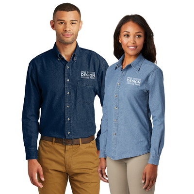 Port &amp; Company - Long Sleeve Denim Shirt