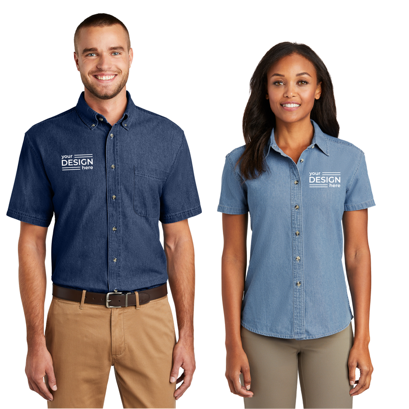 Port &amp; Company - Short Sleeve Denim Shirt
