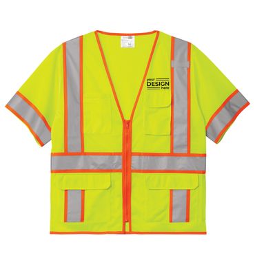 CornerStone ANSI 107 Class 3 Surveyor Mesh Zippered Two-Tone Short Sleeve Vest