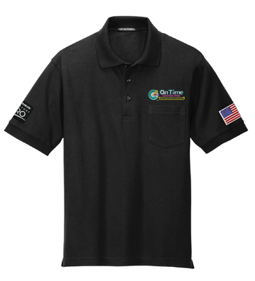 On Time Service Pros Port Authority Silk Touch Polo With Pocket - Short Sleeve Black