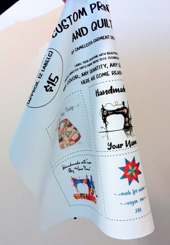 Custom Printed Fabric and Quilt Labels - 14&quot;x16&quot; Sheet