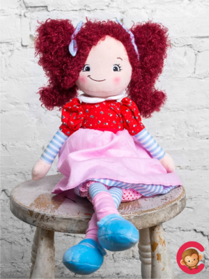 Custom Embroidered Rag Doll - Raspberry