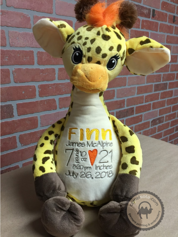 Custom Embroidered Giraffe Cubbie - Tumbleberry Giraffe