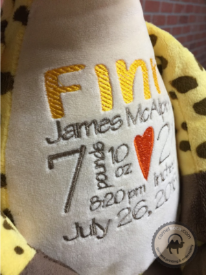 Custom Embroidered Giraffe Cubbie - Tumbleberry Giraffe