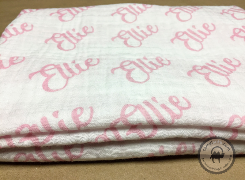 Double Gauze Baby Swaddle Blanket With Custom Name, 45&quot;x45&quot;