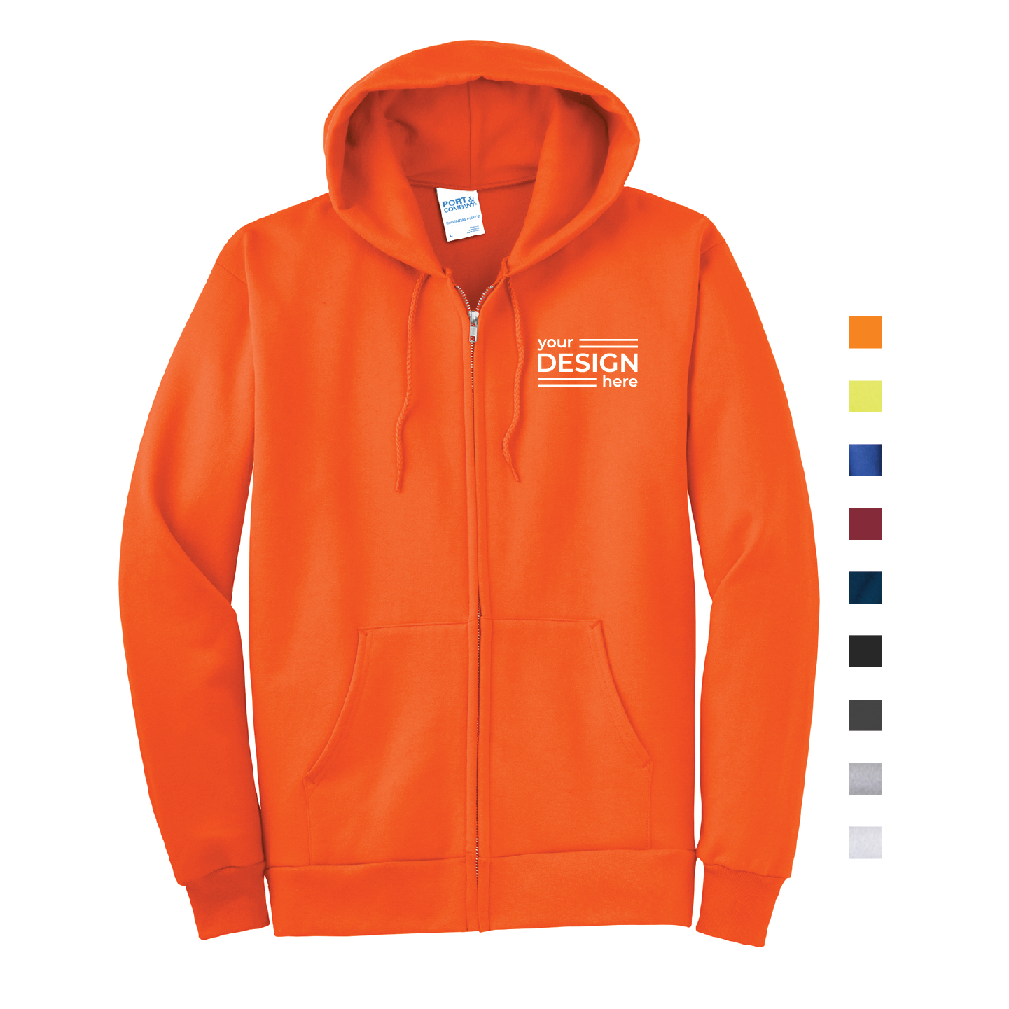 Port &amp; Company Essential Fleece Full-Zip Hooded Sweatshirt - Regular &amp; Tall
