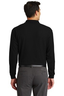 On Time Service Pros Port Authority Silk Touch Polo with Pocket - Long Sleeve Black
