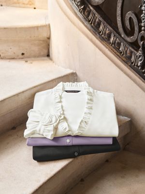 Brooks Brothers Women's Long Sleeve Ruffle Collar Blouse