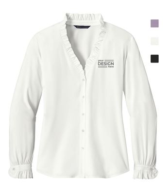 Brooks Brothers Women's Long Sleeve Ruffle Collar Blouse
