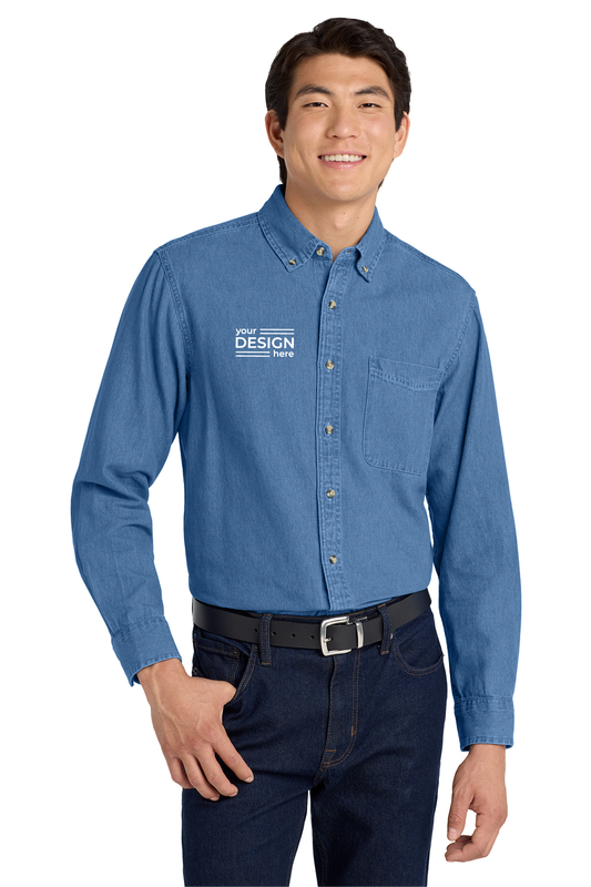 Port Authority Long Sleeve Denim Shirt.