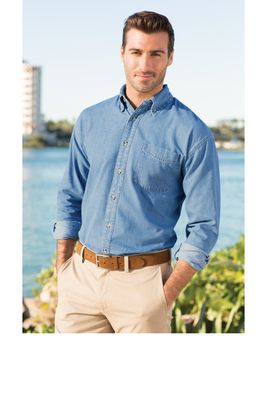 Port Authority Long Sleeve Denim Shirt.
