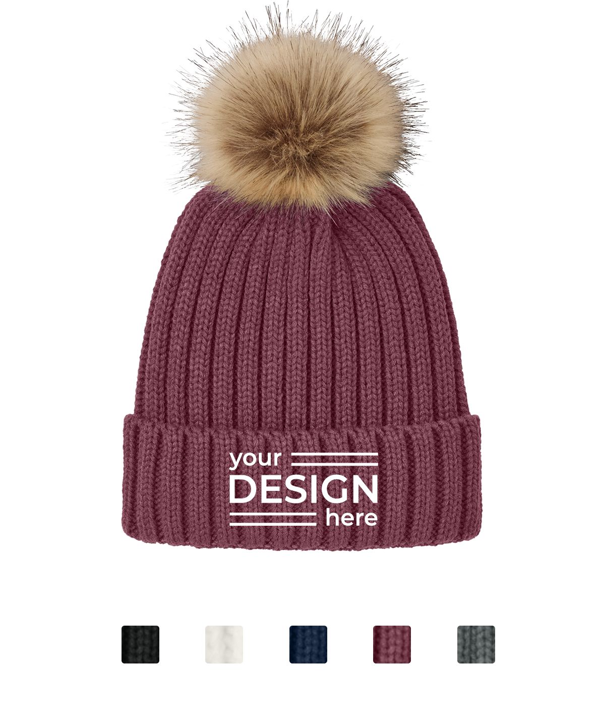 Port Authority Faux Fur Pom Beanie