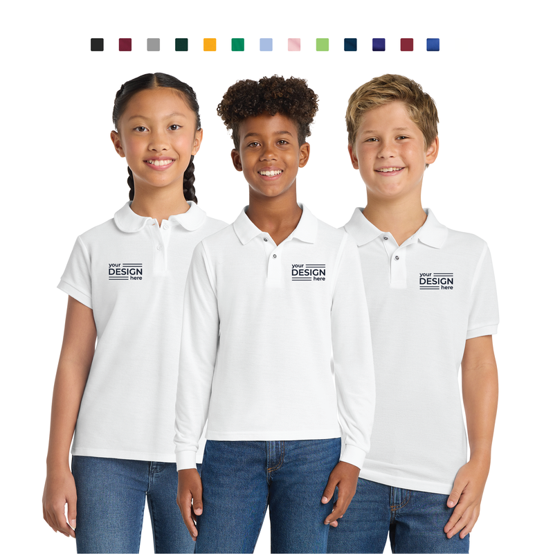 Port Authority Youth Silk Touch Polo - Short Sleeve, Long Sleeve, Girl's