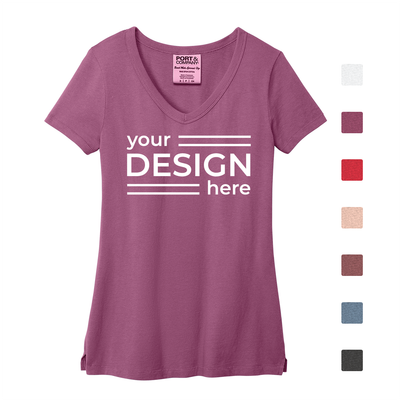 Port &amp; Co Women's Beach Wash Garment-Dyed V-Neck Tee