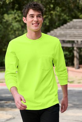 Port &amp; Co Long Sleeve Essential Pocket Tee - Regular &amp; Tall