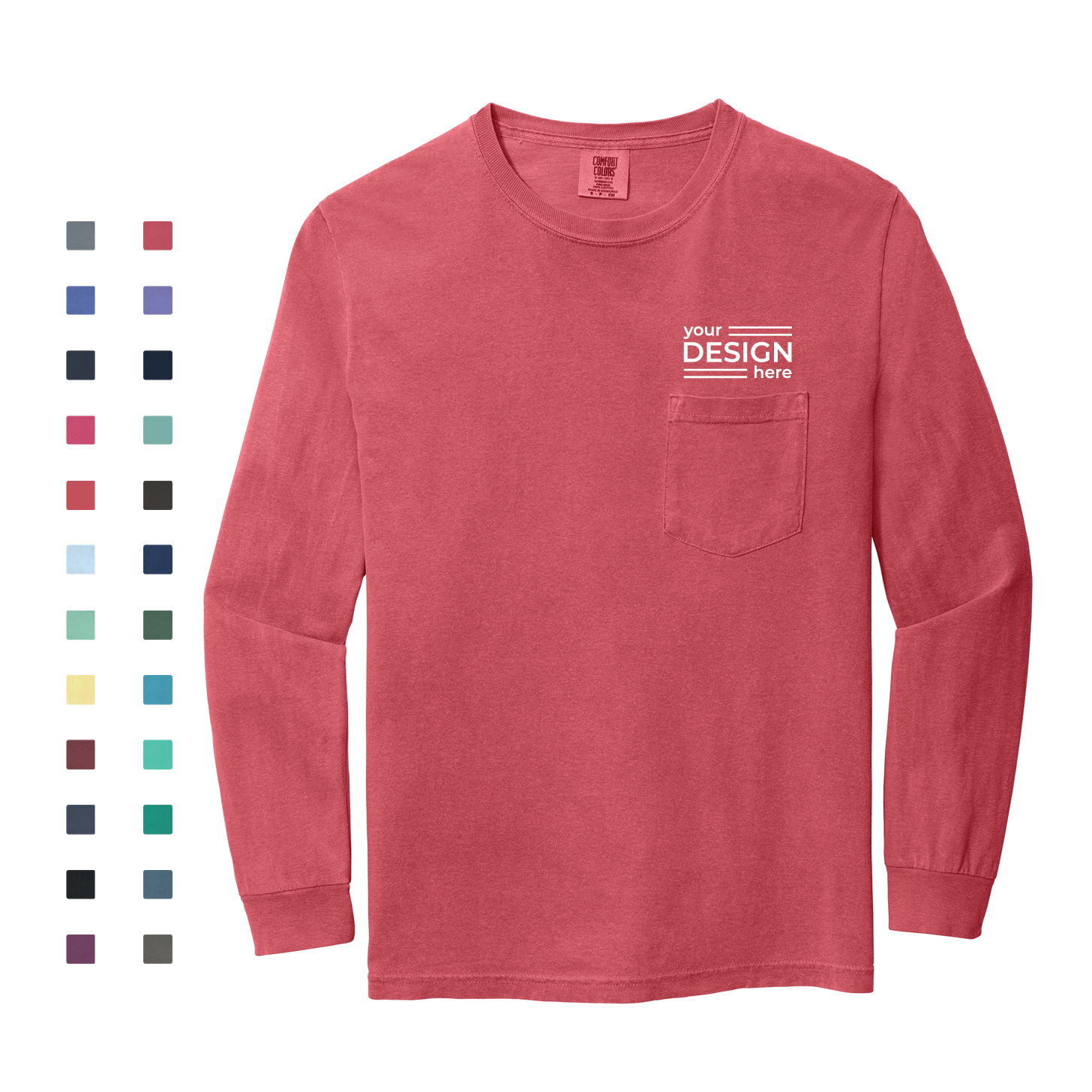 Comfort Colors Heavyweight Ring Spun Long Sleeve Pocket Tee