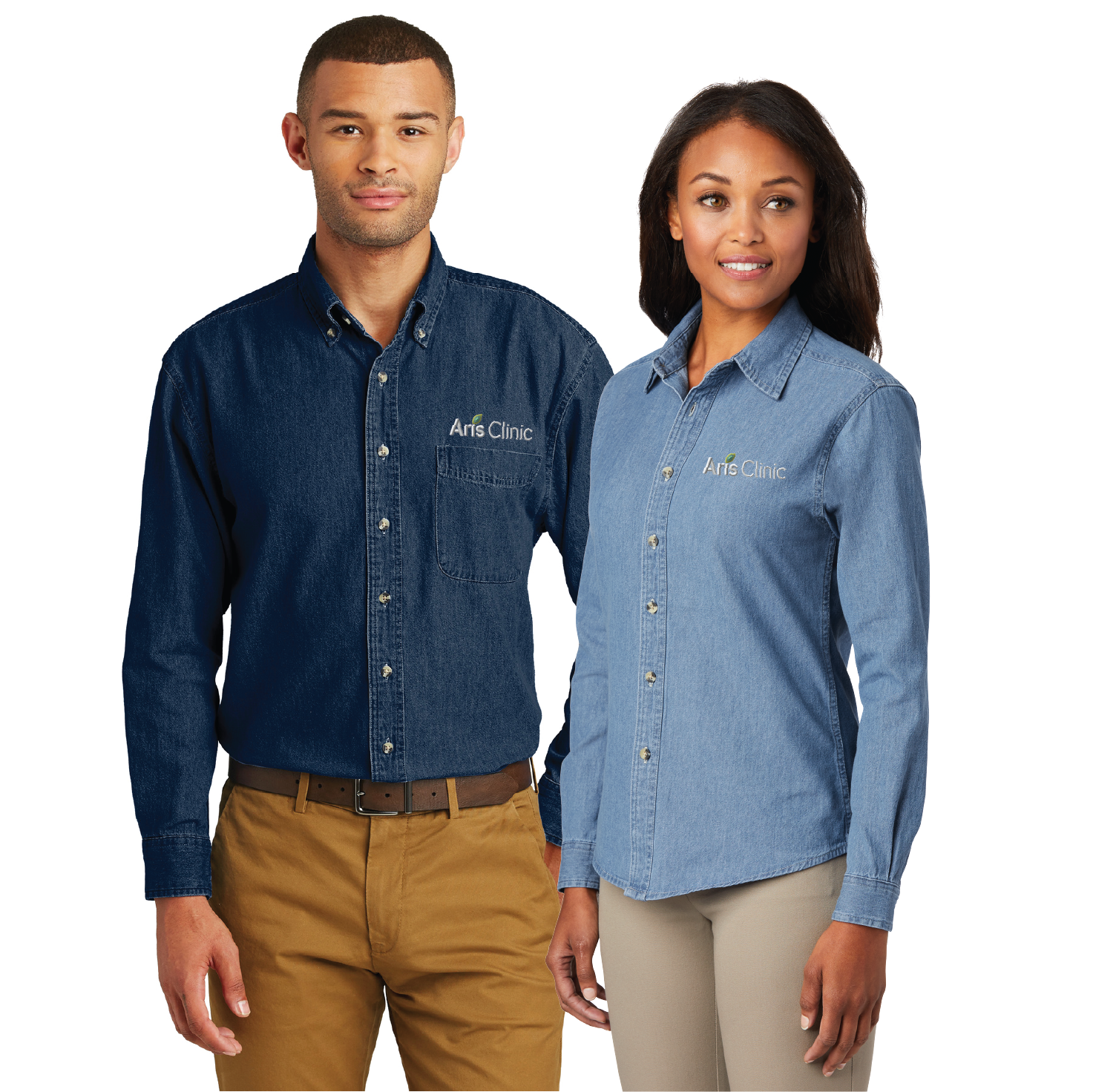 Aris Clinic Port &amp; Co Long Sleeve Denim Shirt - Unisex &amp; Ladies
