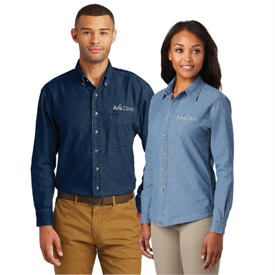 Aris Clinic Port &amp; Co Long Sleeve Denim Shirt - Unisex &amp; Ladies