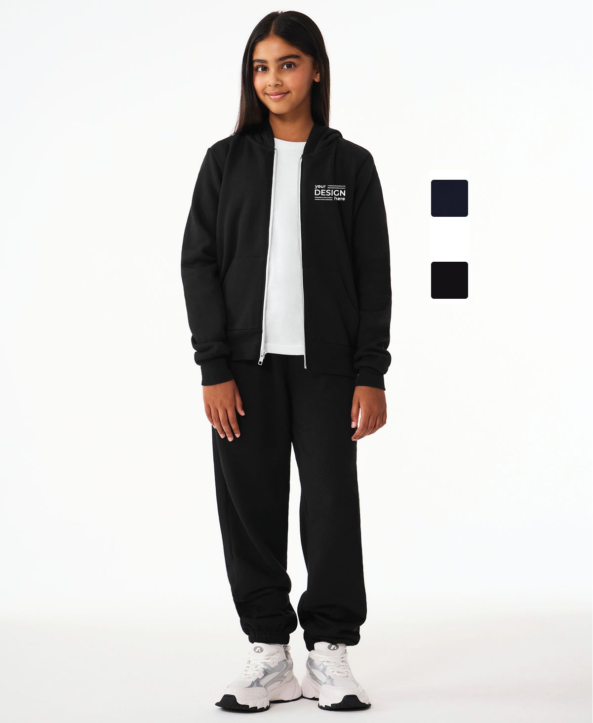 BELLA+CANVAS Youth Sponge Fleece Full-Zip Hooded Sweatshirt