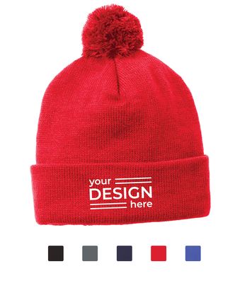 Sport-Tek  Solid Pom Pom Beanie