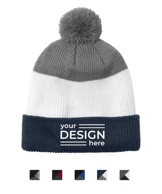Port Authority Cozy Striped Pom Beanie