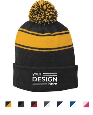 Sport-Tek Stripe Pom Pom Beanie