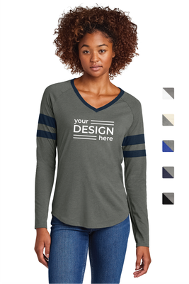 Sport-Tek Women's Halftime Stripe Long Sleeve V-Neck Tee