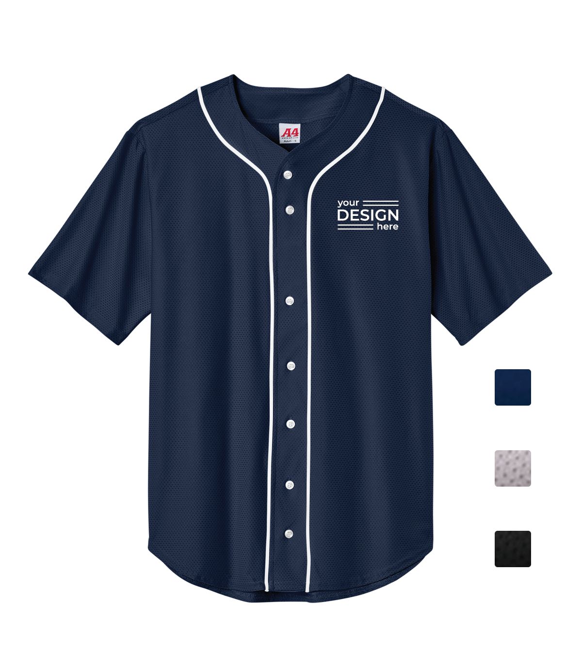 A4 Short Sleeve Full-Button Baseball Top