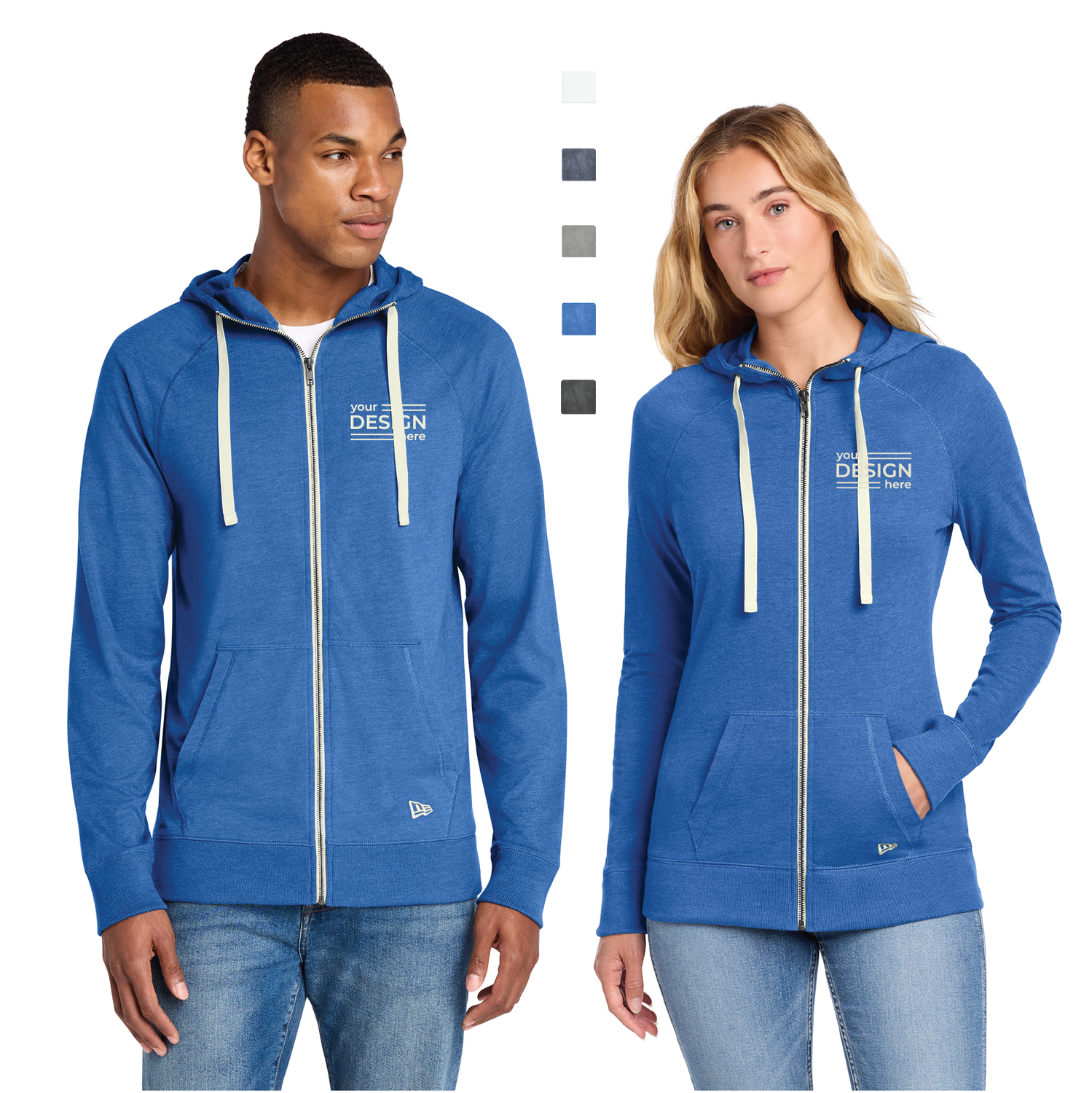 New Era Sueded Cotton Blend Full-Zip Hoodie - Men's &amp; Ladies