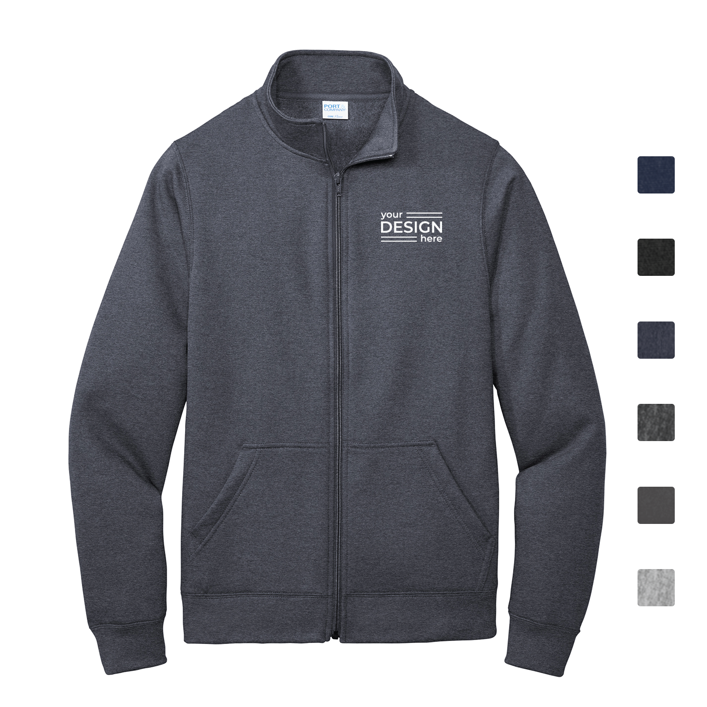 Port &amp; Co Core Fleece Cadet Full-Zip Sweatshirt