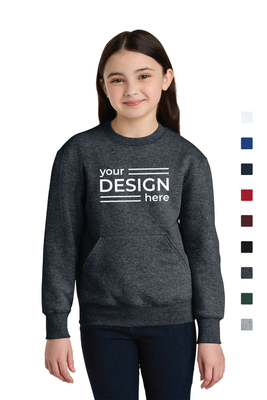 Port &amp; Co Youth Core Fleece Crewneck Pocket Sweatshirt