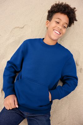 Port &amp; Co Youth Core Fleece Crewneck Pocket Sweatshirt