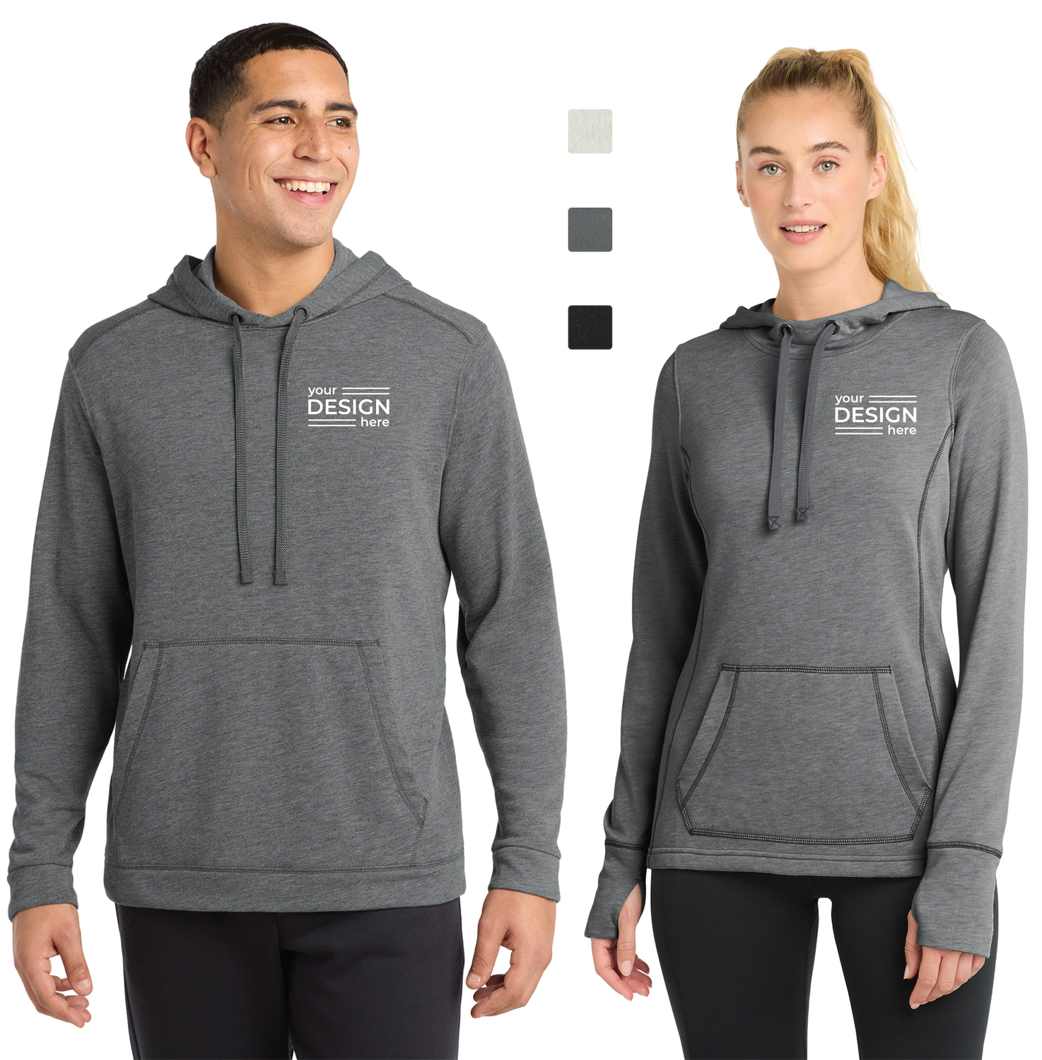 Sport-Tek PosiCharge Tri-Blend Wicking Fleece Hooded Pullover - Men's &amp; Ladies