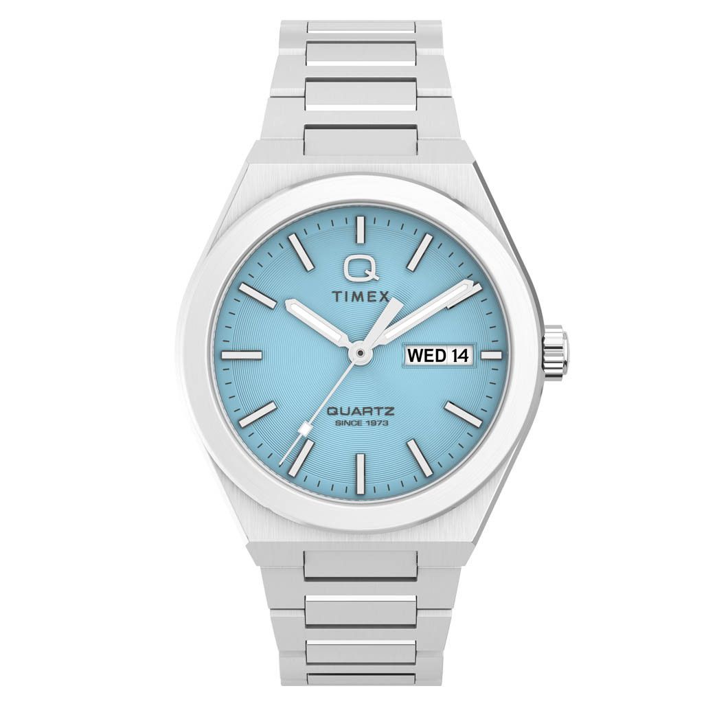 Timex® Q Continental Day and Date 39mm Stainless Steel Bracelet Watch #TW2Y35200
