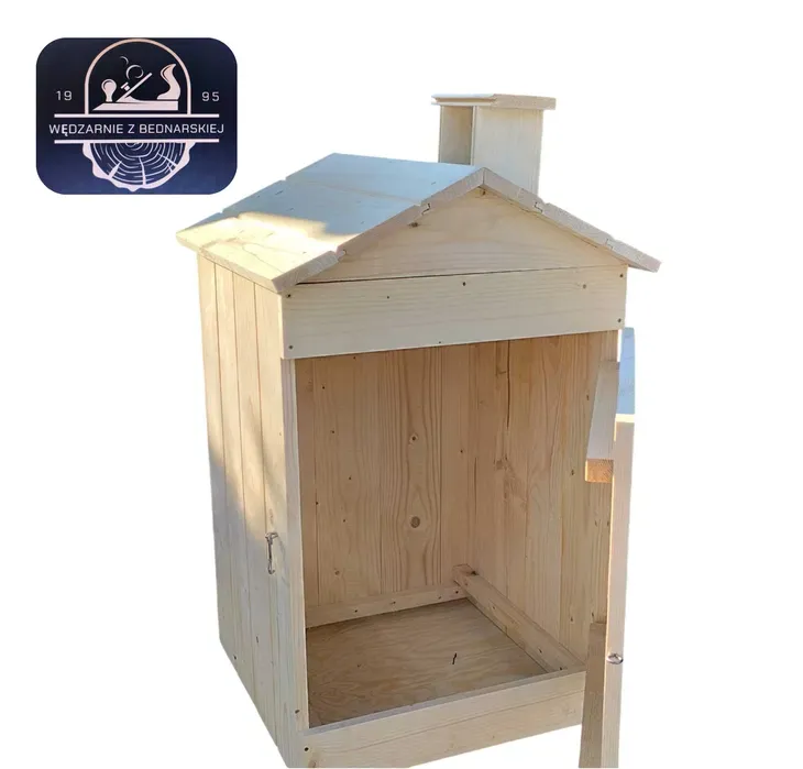 Wędzarnia drewniana z daszkiem i kominkiem 50X50X60 wędzarnie ogrodowe