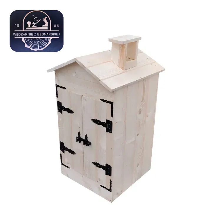 Wędzarnia drewniana ogrodowa z daszkiem i kominkiem 50X50X80