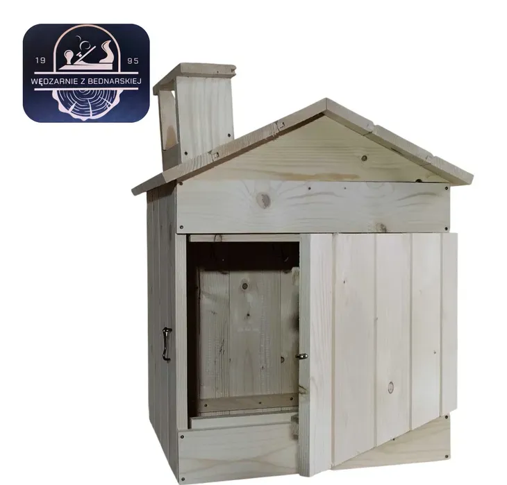 Wędzarnia drewniana wędzarnia ogrodowa z daszkiem i kominkiem 50X50X50