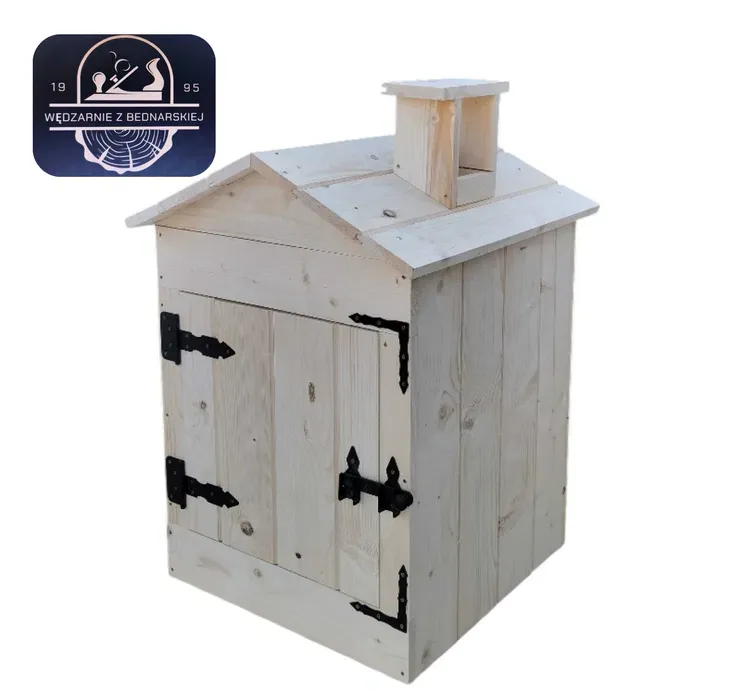 Wędzarnia drewniana z daszkiem i kominkiem 50X50X60 wędzarnia ogrodowa