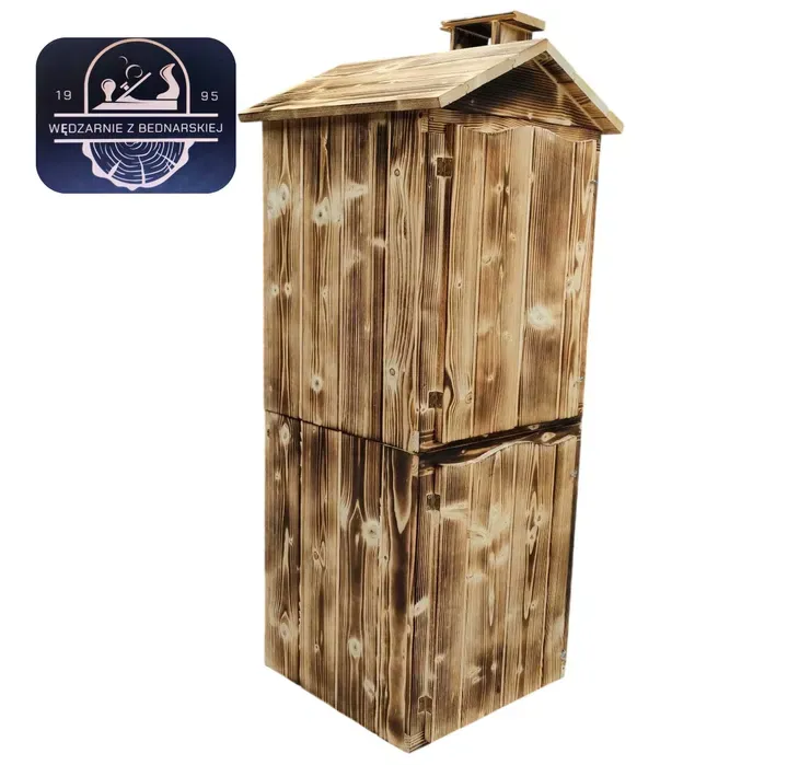 Wędzarnia drewniana ogrodowa dach i komin OPALANY 50x50X120 FALA II
