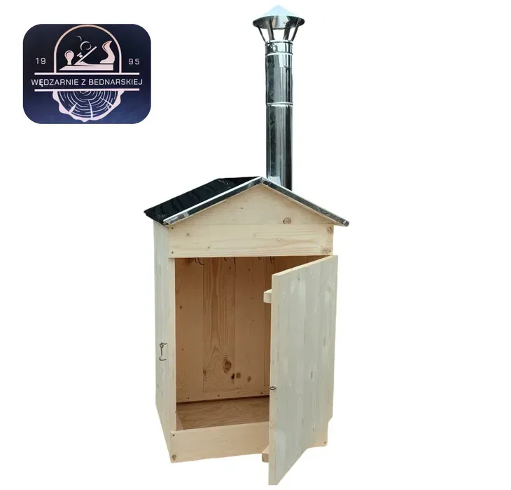 Wędzarnia drewniana ogrodowa XL dach i komin NIERDZEWNY 50x50X70