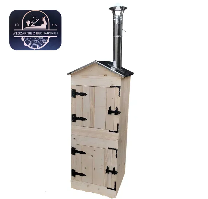 Wędzarnia drewniana ogrodowa dach i komin NIERDZEWNY 50X50X120 cm
