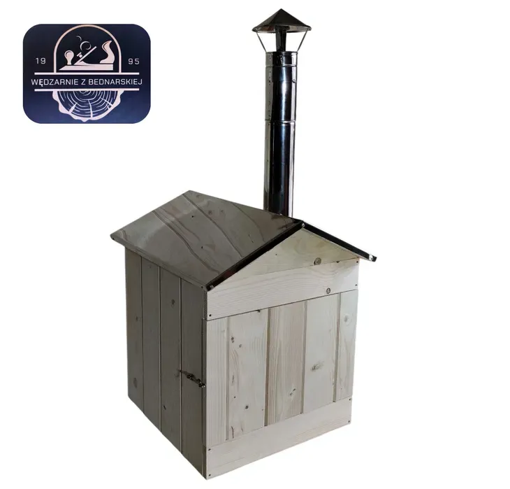 Wędzarnia drewniana ogrodowa z daszkiem i kominem NIERDZEWNYM 50x50X50