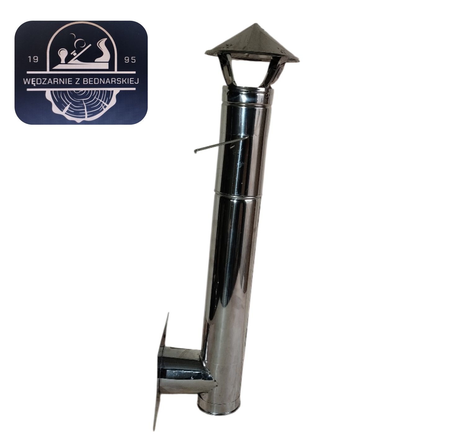WYSOKI KOMINEK DO WĘDZARNI Z DASZKIEM NIERDZEWNY 90 STOPNI