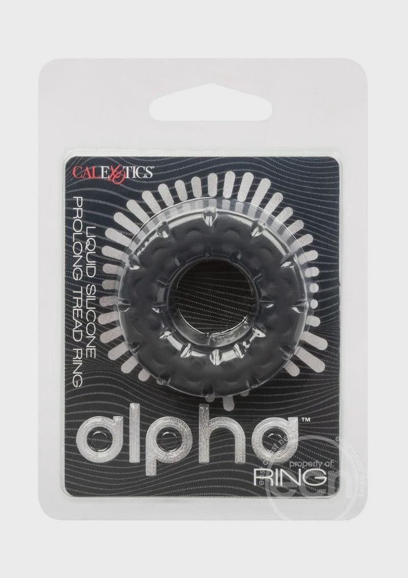 Alpha Liquid Silicone Prolong Tread Cock Ring - Black