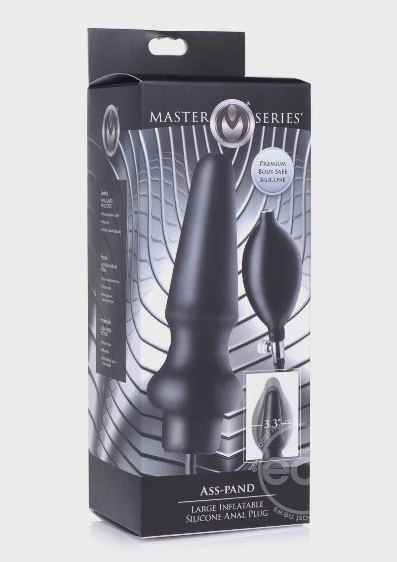 Ass-Pand Inflatable Silicone Anal Plug - Large - Black