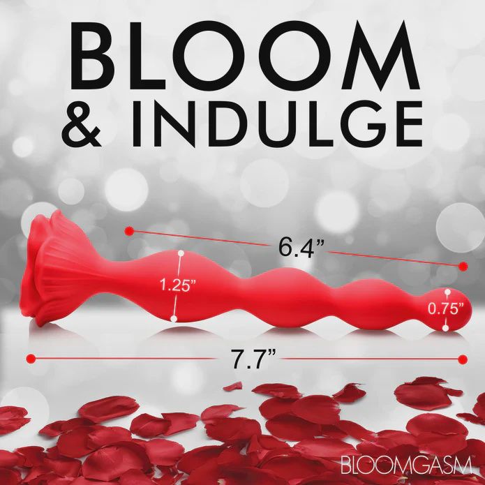 Bloomgasm Beaded Bloom 9X Rechargeable Silicone Beaded Rose Anal Vibrator - Red